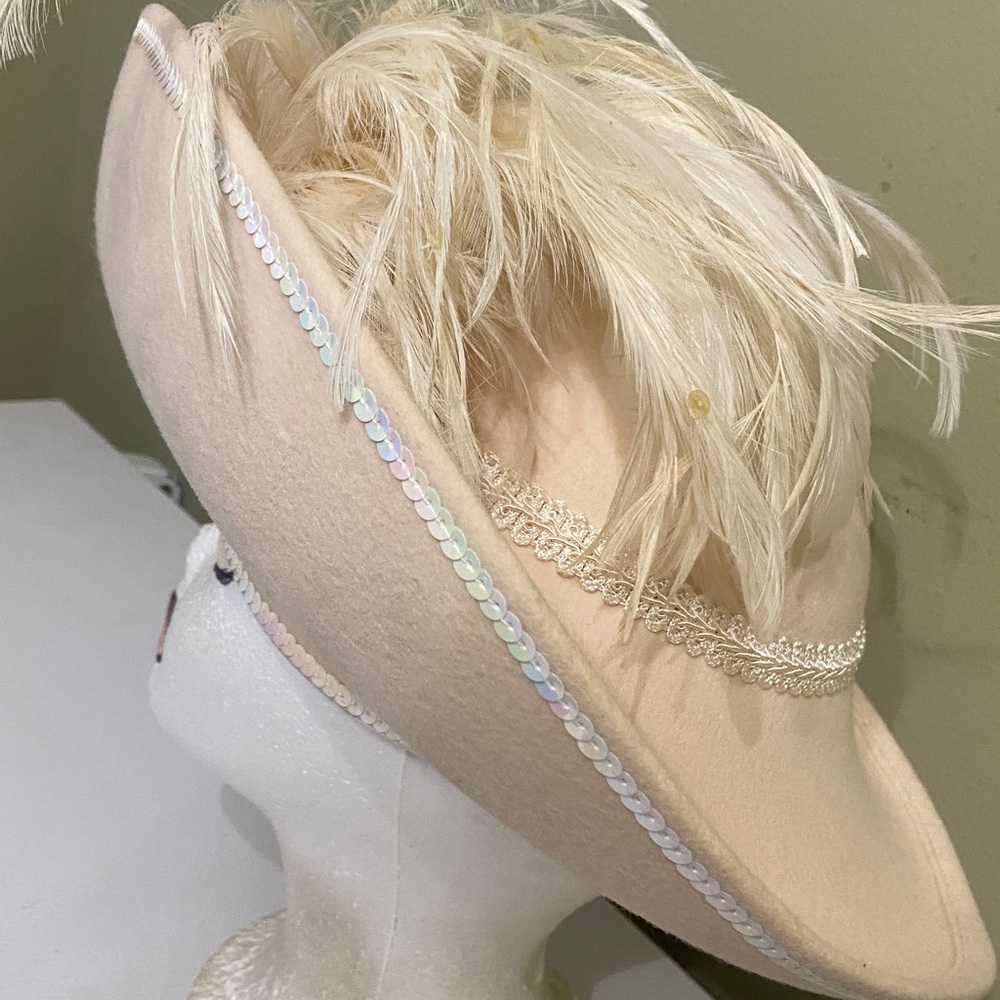 Fancy Ivory Wool Dress Hat / Church Hat by Deborah